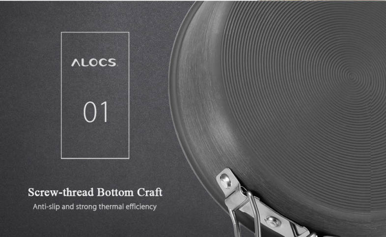 ALOCS CW - C19T Alumina Portable Ultralight 2 - 3 People Cooking Kit Cookware Set Pot Pan Kettle Dishcloth for Camping Picnic Hiking