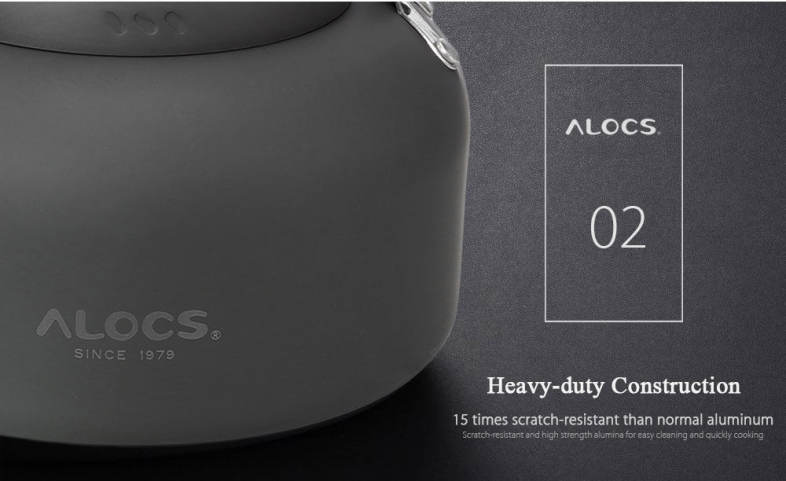 ALOCS CW - C19T Alumina Portable Ultralight 2 - 3 People Cooking Kit Cookware Set Pot Pan Kettle Dishcloth for Camping Picnic Hiking