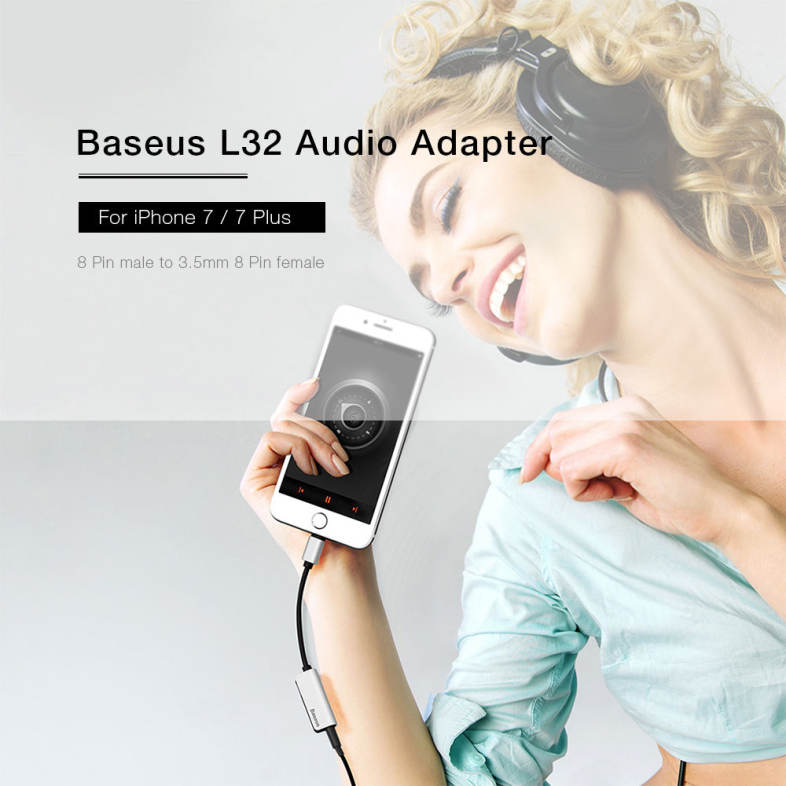 Baseus L32 8 Pin to 3.5mm Audio Adapter Headphone Charging Sync Data for iPhone 7 / 7 Plus