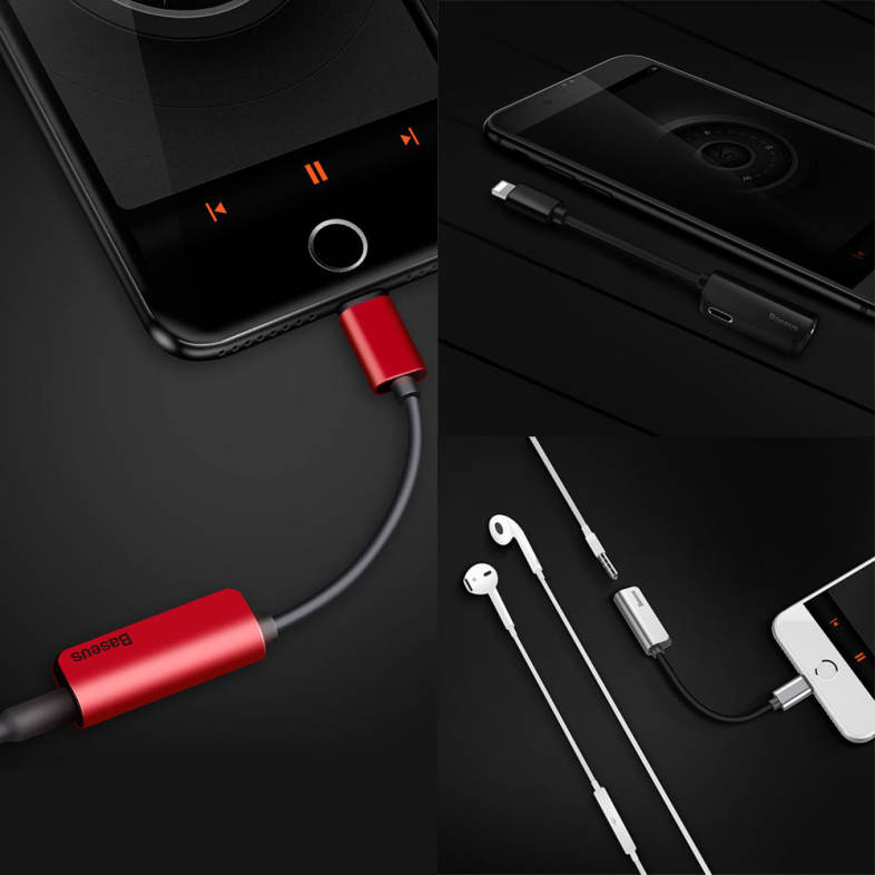 Baseus L32 8 Pin to 3.5mm Audio Adapter Headphone Charging Sync Data for iPhone 7 / 7 Plus