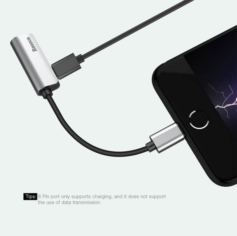 Baseus L32 8 Pin to 3.5mm Audio Adapter Headphone Charging Sync Data for iPhone 7 / 7 Plus