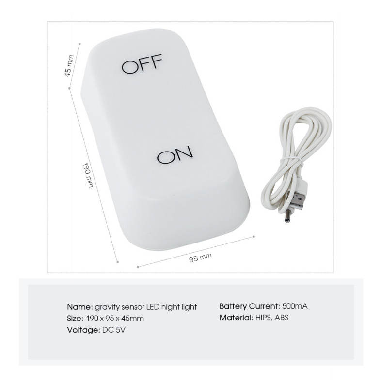 Dimmable LED Night Light Gravity Sensor Rechargeable Sleeping Lamp