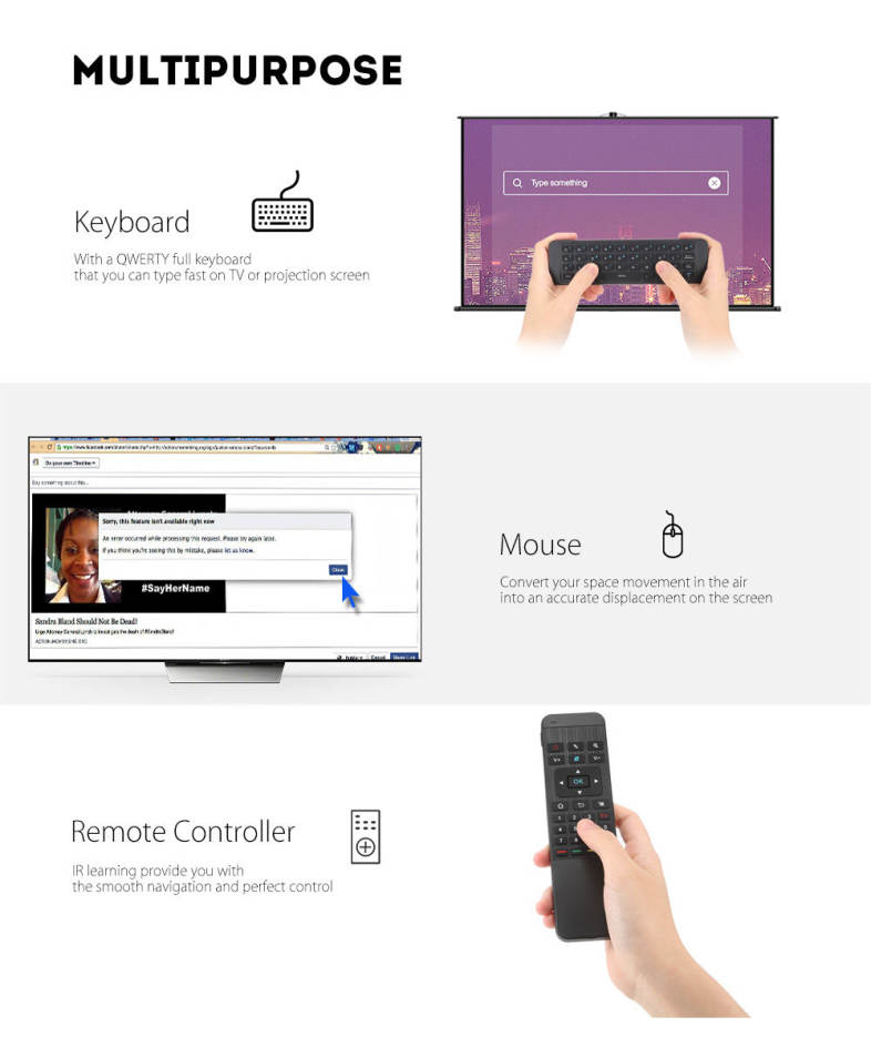 TZ P3 2.4GHz Air Mouse Wireless Keyboard Remote Controller IR Learning