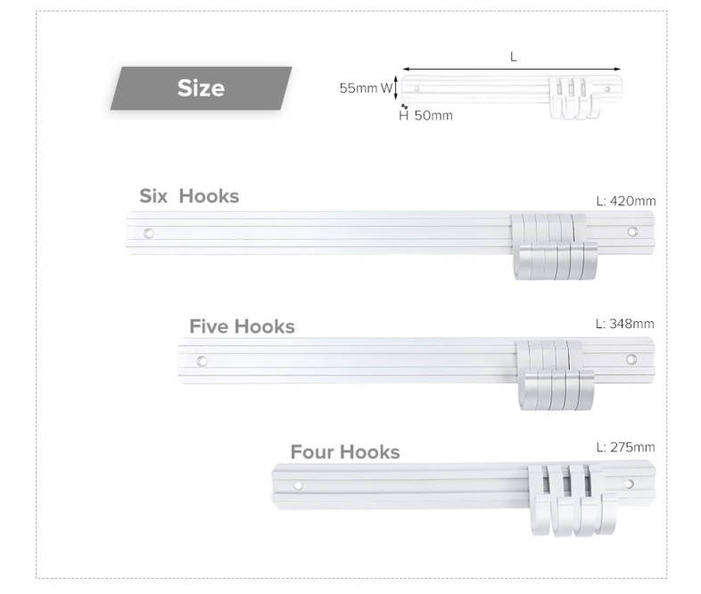 Space Aluminum Movable Hangers Heavy Duty Solid Wall Mounted Robe Clothes Hooks