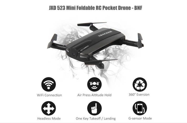 JXD 523 Mini Foldable RC Pocket Drone BNF WiFi FPV 0.3MP Camera / G-sensor Mode / Air Press Altitude Hold
