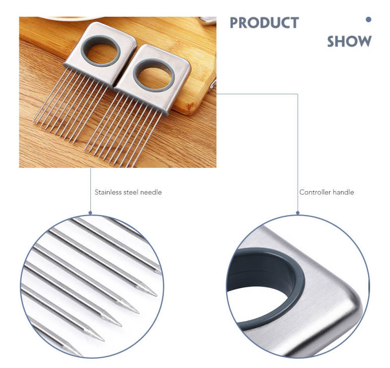 Stainless Steel Onion Holder Fork Tomato Potato Cutting Aid Meat Tenderizer Needle Kitchen Tools