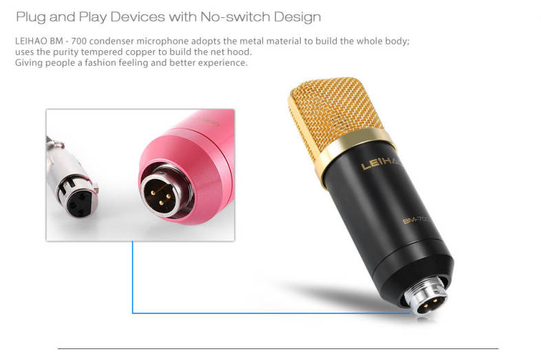 LEIHAO BM - 700 Professional Condenser Microphone Studio Broadcasting Recording