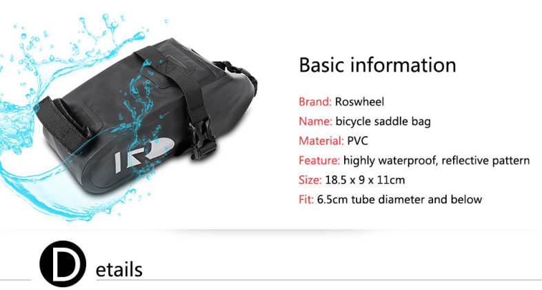 Roswheel 111363 Waterproof Bicycle Saddle Bag Cycling Accessory