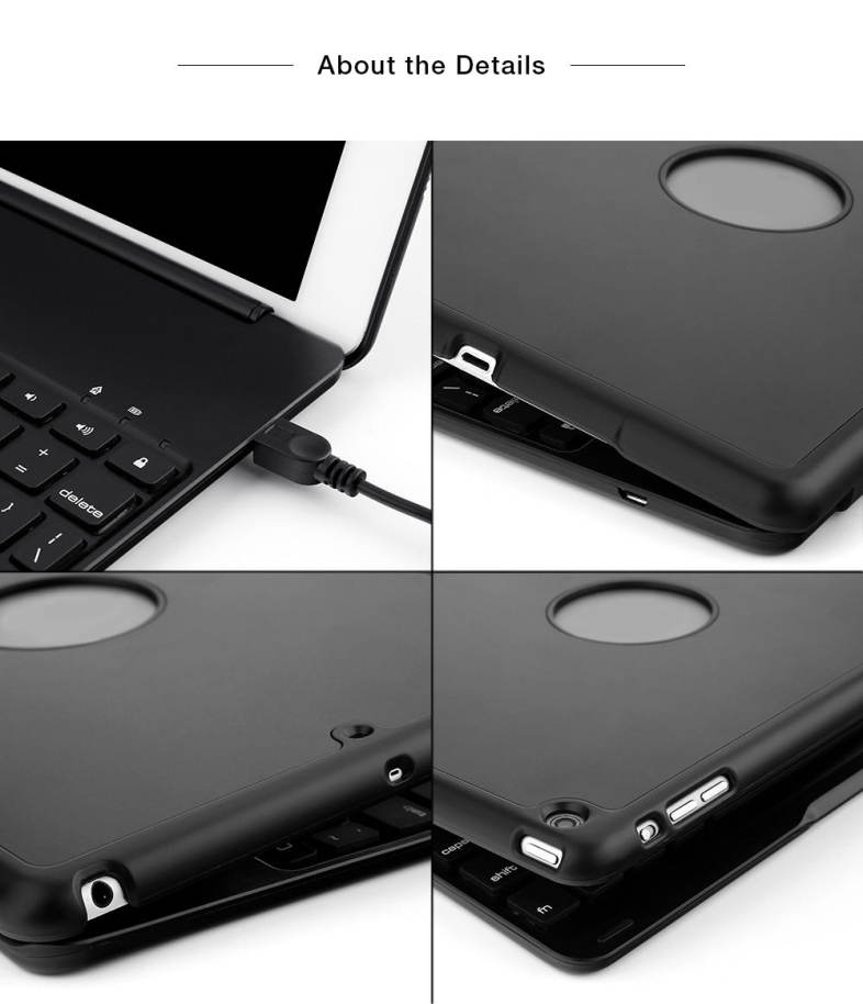 Wireless Bluetooth 3.0 Keyboard Folio Smart Case Cover Auto Sleep with Backlit for New iPad 9.7 inch 2017 ( A1822 / A1823 )