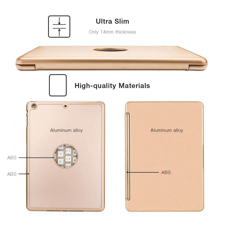 Wireless Bluetooth 3.0 Keyboard Folio Smart Case Cover Auto Sleep with Backlit for New iPad 9.7 inch 2017 ( A1822 / A1823 )