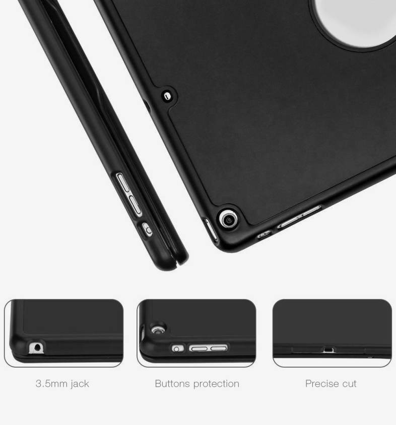 Wireless Bluetooth 3.0 Keyboard Folio Smart Case Cover Auto Sleep with Backlit for New iPad 9.7 inch 2017 ( A1822 / A1823 )