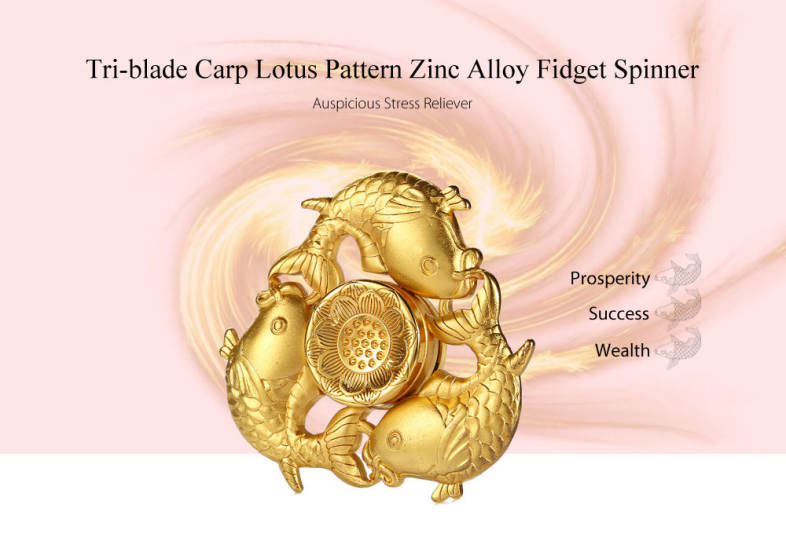Carp Lotus Pattern Zinc Alloy Fidget Tri-spinner Funny Stress Reliever Adult Fidgeting Toy