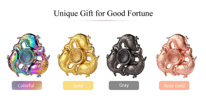 Carp Lotus Pattern Zinc Alloy Fidget Tri-spinner Funny Stress Reliever Adult Fidgeting Toy