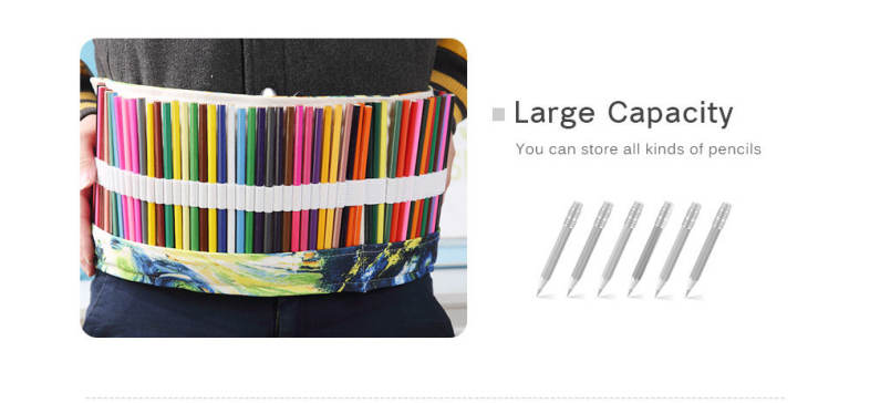 Watercolor Ink Painting Canvas Stationery Pencil Wrap Pouch Roll Organizer