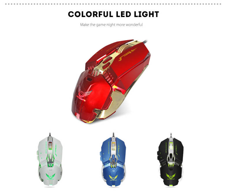 ZERODATE X800 Wired Gaming Mouse with LED Light 3200DPI Adjustable Weight