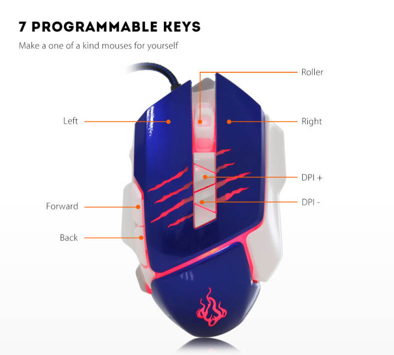 HTS - H400 - L Wired Gaming Mouse with LED Light 3200DPI