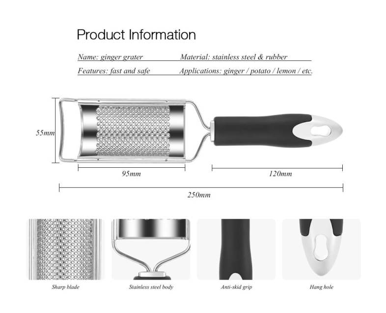 Stainless Steel Ginger Potato Grater with Non-slip Handle Kitchen Tool