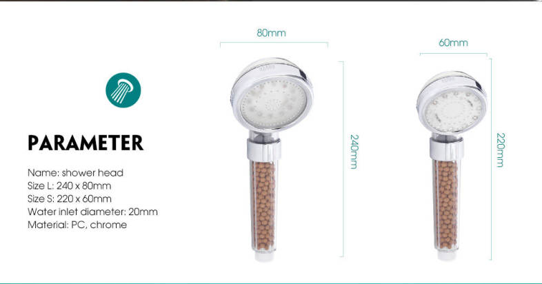GINETARR 3 Colors LED Changing Shower Head Temperature Sensing Hand-held Shower Nozzle