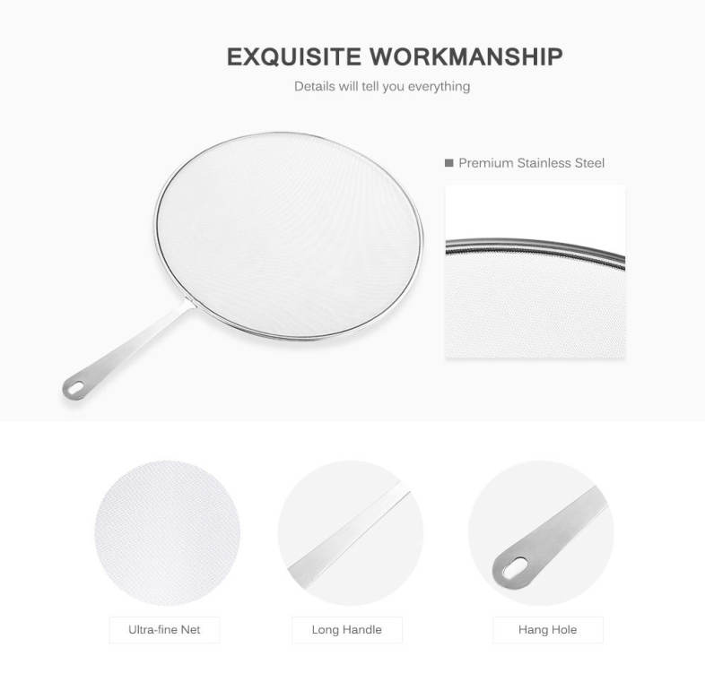 Stainless Steel Grease Splatter Screen for Cooking