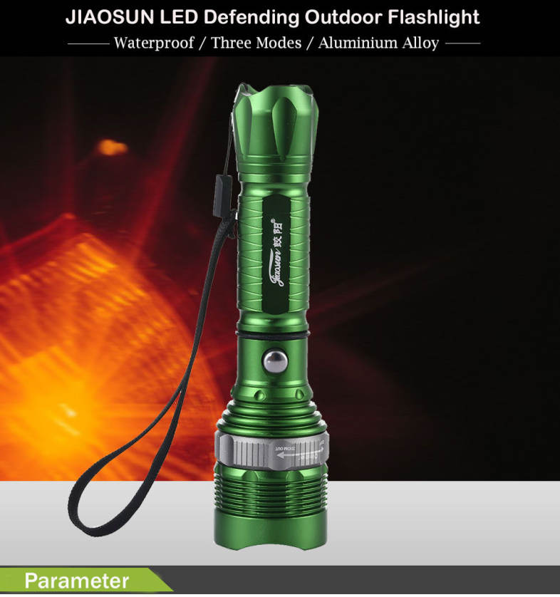 JIAOSUN Waterproof 3 Modes Zooming Flashlight Outdoor Aluminium Alloy Torch