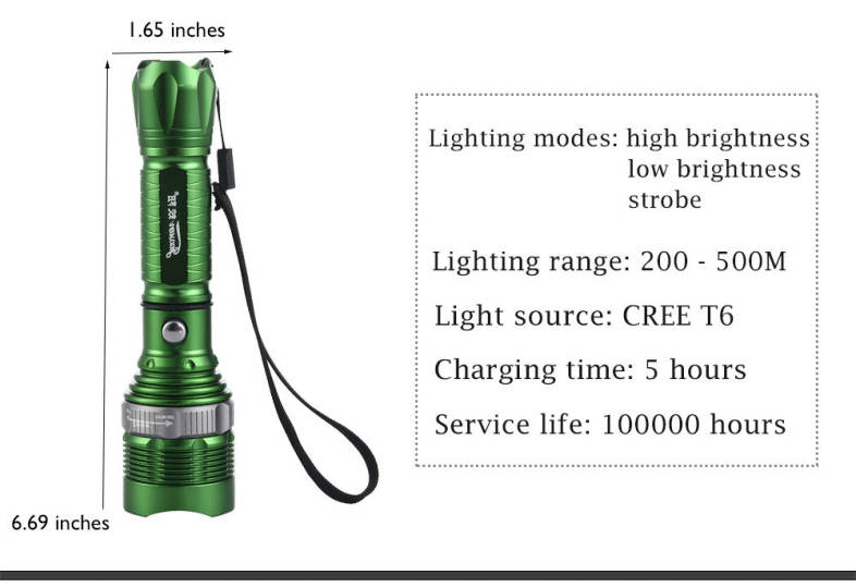 JIAOSUN Waterproof 3 Modes Zooming Flashlight Outdoor Aluminium Alloy Torch