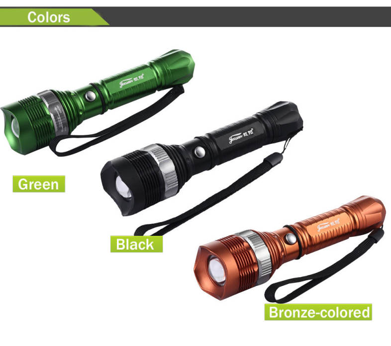JIAOSUN Waterproof 3 Modes Zooming Flashlight Outdoor Aluminium Alloy Torch