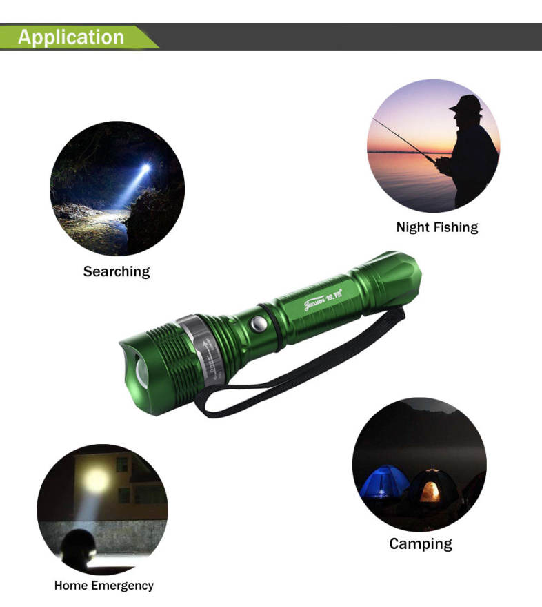 JIAOSUN Waterproof 3 Modes Zooming Flashlight Outdoor Aluminium Alloy Torch