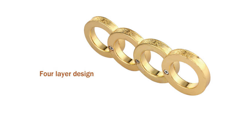 Man Stylish Defensive Hexagon Round Ring with Four Layer Design