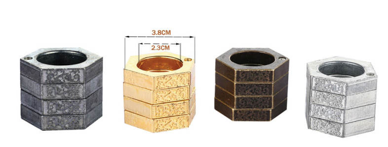 Man Stylish Defensive Hexagon Round Ring with Four Layer Design