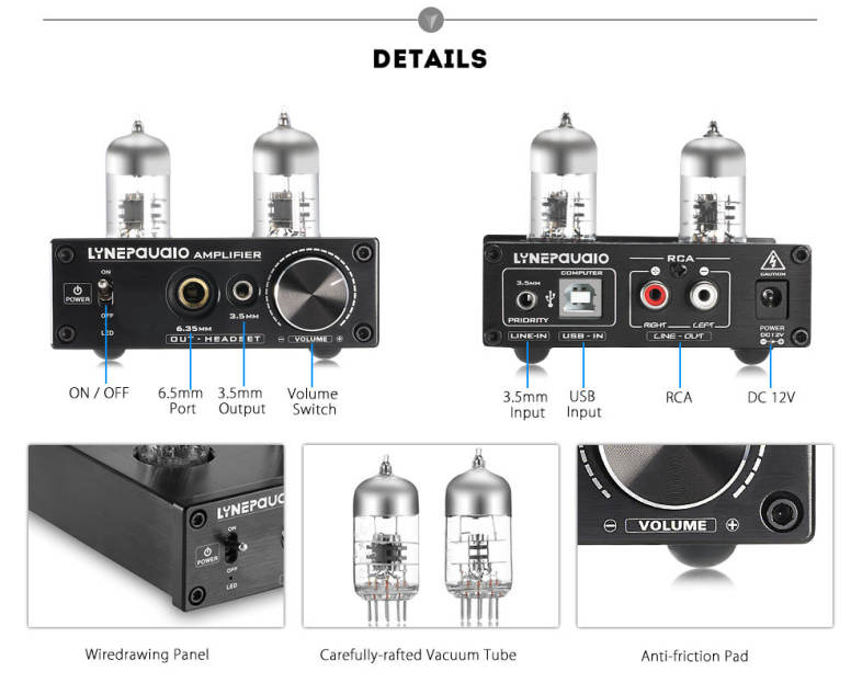 LINEPaudio A962 6J9 Mini Vacuum Tube Amplifier USB ASIO Sound Card