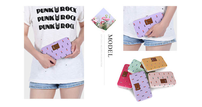 PIDANLU Flower Patterns Multifunction Card Holder Women Clutch Wallet