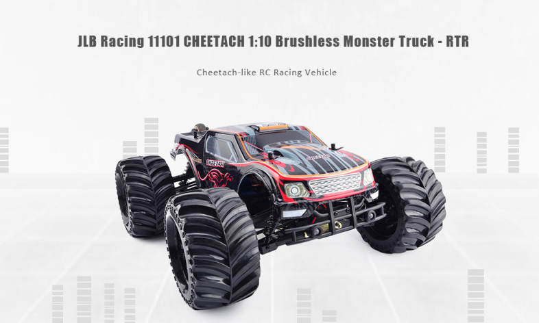 JLB Racing 11101 CHEETACH 1:10 Brushless RC Monster Truck RTR 70 - 80km/h / HOBBYWING 120A Waterproof ESC / FS - GT2E Transmitter