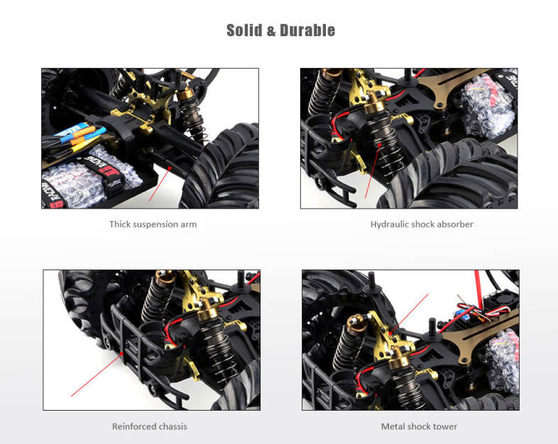 JLB Racing 11101 CHEETACH 1:10 Brushless RC Monster Truck RTR 70 - 80km/h / HOBBYWING 120A Waterproof ESC / FS - GT2E Transmitter