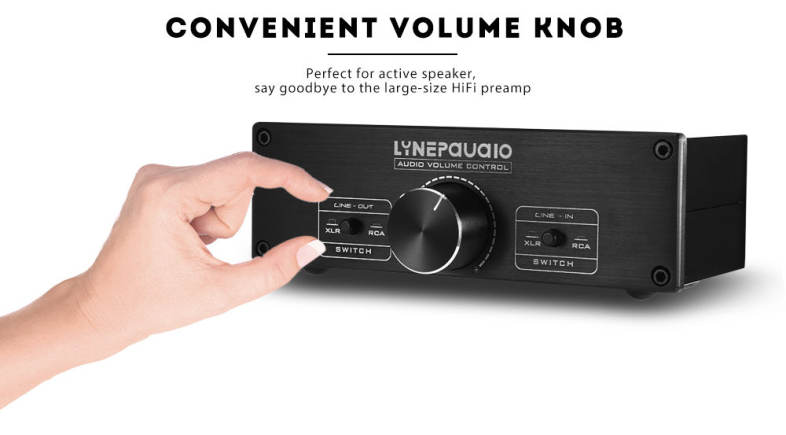 LINEPaudio A967 Full-balanced Passive Preamp XLR / RCA Volume Controller Dual-channel