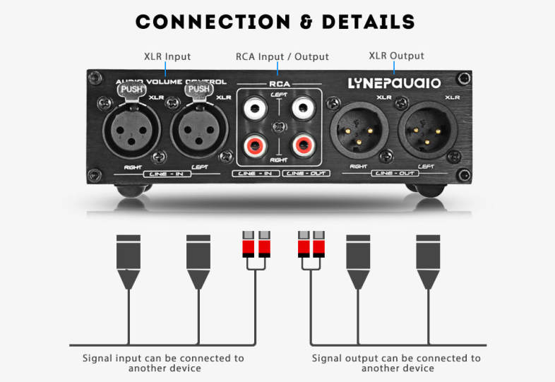 LINEPaudio A967 Full-balanced Passive Preamp XLR / RCA Volume Controller Dual-channel