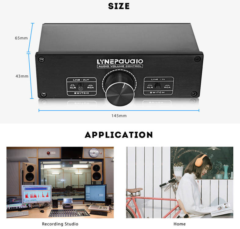 LINEPaudio A967 Full-balanced Passive Preamp XLR / RCA Volume Controller Dual-channel