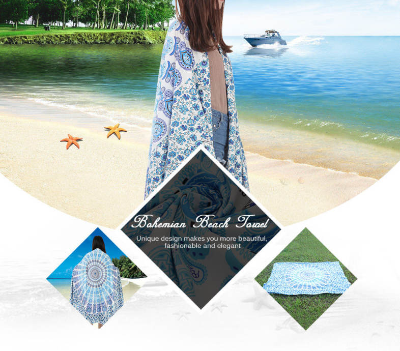 200 x 148cm Rectangle Bohemian Style Thin Chiffon Beach Towel