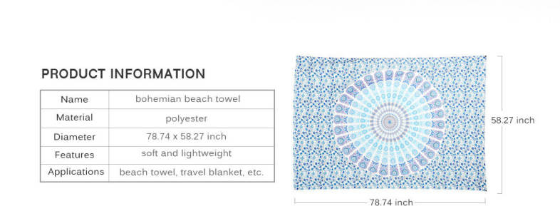200 x 148cm Rectangle Bohemian Style Thin Chiffon Beach Towel