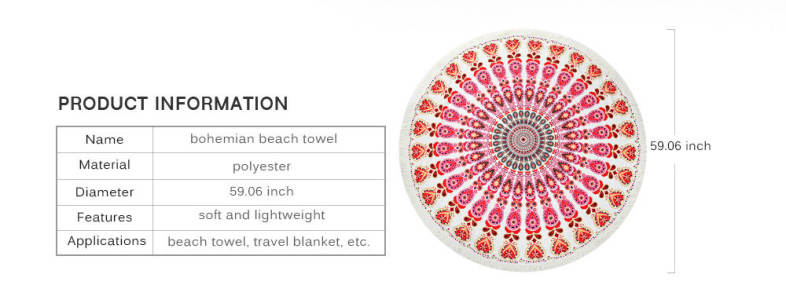 150 x 150cm Round Tassel Tapestry Bohemian Beach Yoga Towel Mat
