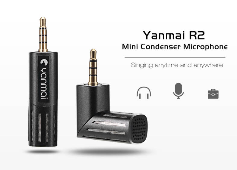 Yanmai R2 Mini Microphone Condenser Mic Karaoke Recording for Mobile Phone Tablet