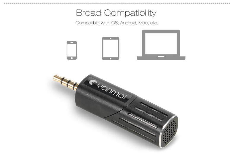 Yanmai R2 Mini Microphone Condenser Mic Karaoke Recording for Mobile Phone Tablet