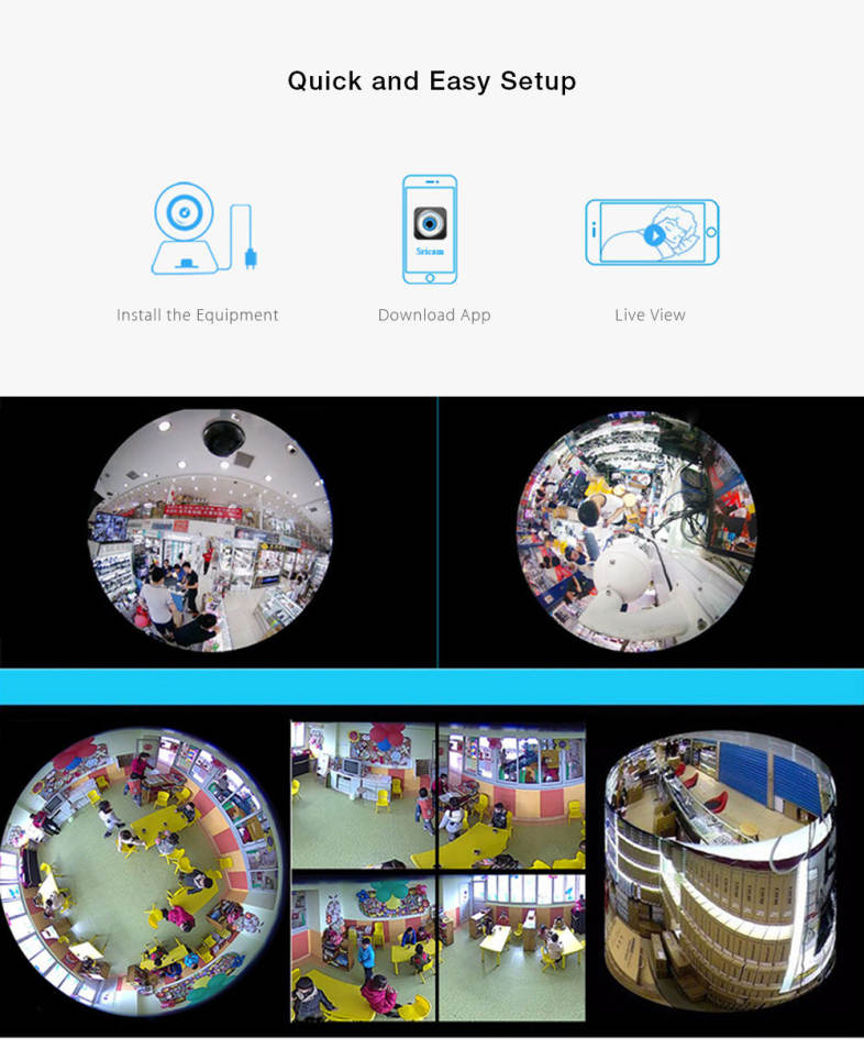 Hiseeu HSY - P6 HD 960P Wireless WiFi IP Indoor Security Camera 360 Degree Fisheye / IR Night Vision / P2P / Motion Detection