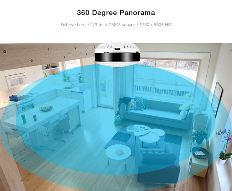 Hiseeu HSY - P6 HD 960P Wireless WiFi IP Indoor Security Camera 360 Degree Fisheye / IR Night Vision / P2P / Motion Detection