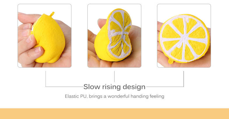 Squishy PU Sponge Slow Rising Simulate Lemon Pendant Decoration Squeeze Toy Stress Reliever