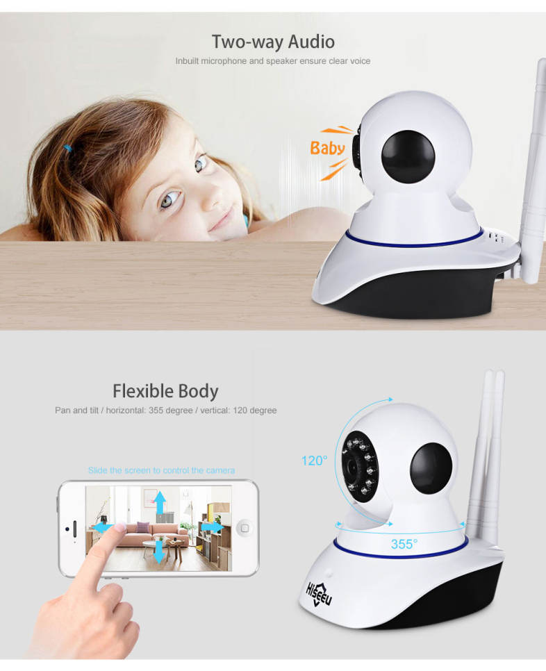 Hiseeu FH1C HD 1080P Wireless WiFi IP Indoor Security Camera IR Night Vision / Pan and Tilt / P2P / Motion Detection / AP Hotspot