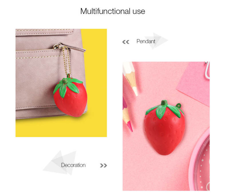 Squishy PU Sponge Slow Rising Simulate Strawberry Pendant Decoration Squeeze Toy Stress Reliever