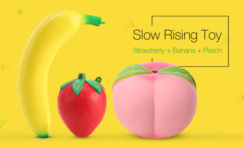 Squishy PU Sponge Slow Rising Simulate Strawberry   Peach   Banana Pendant Decoration Squeeze Toy Stress Reliever