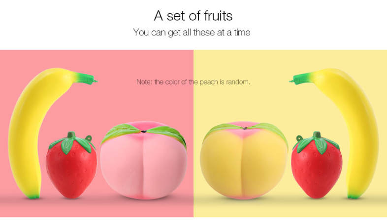 Squishy PU Sponge Slow Rising Simulate Strawberry   Peach   Banana Pendant Decoration Squeeze Toy Stress Reliever
