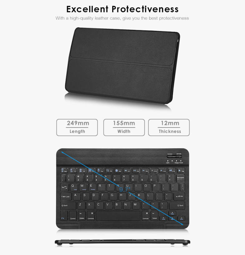 BH030C 9.7 inch Bluetooth Keyboard with Leather Case