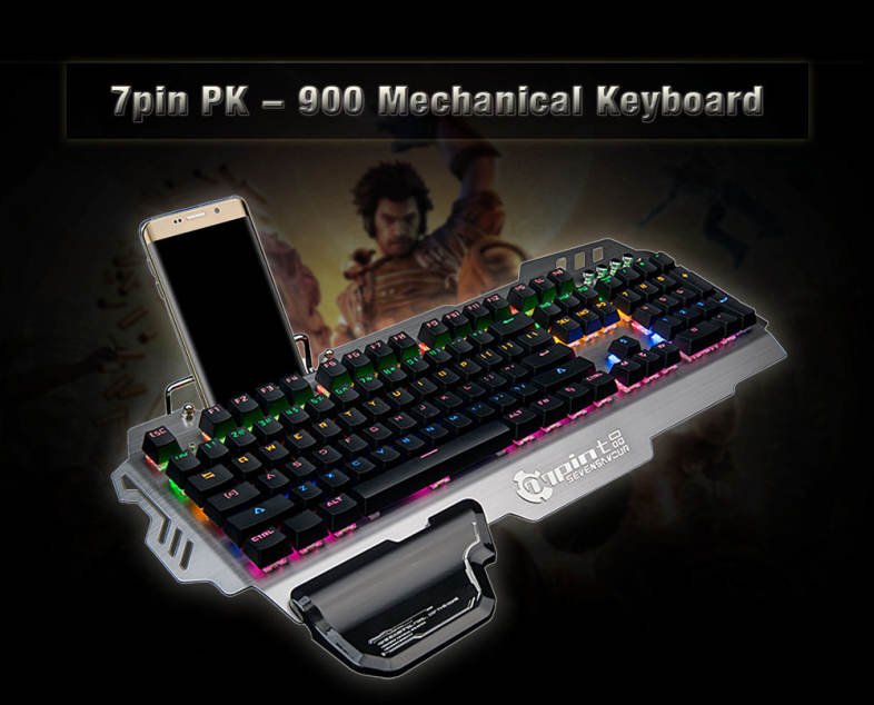 7pin PK - 900 Mechanical Keyboard for Gamers with RGB Backlight 104 Keys